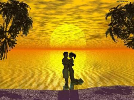 Couple amoureux au coucher de soleil