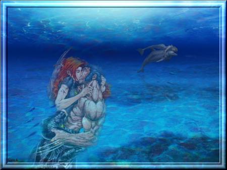 Cadre couple amoureux sous l'eau