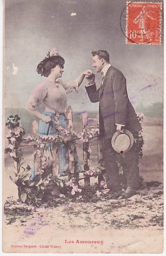 Couple amoureux-carte ancienne