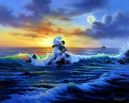 Couple amoureux en mer