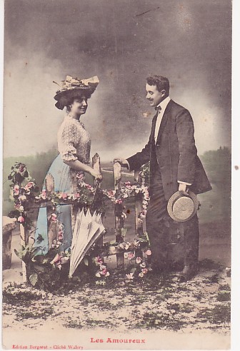 Couple amoureux-carte ancienne
