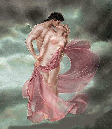 Couple amoureux en plein ciel