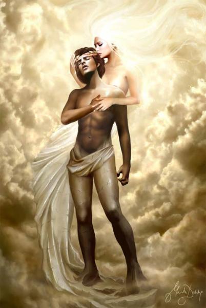 Couple amoureux dans les nuages