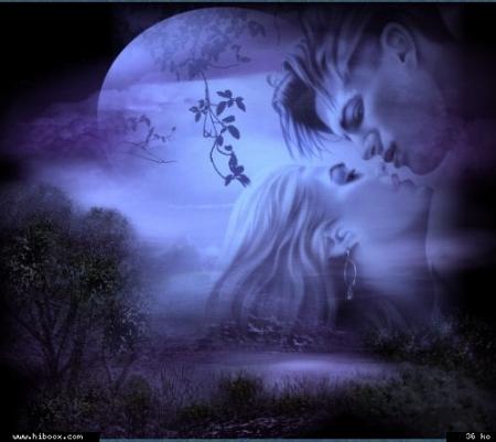 Couple amoureux au clair de lune 