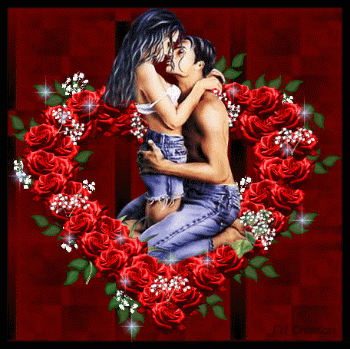 Couple amoureux parmi les roses