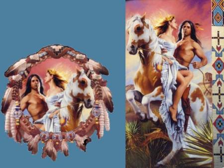 Couple amoureux � cheval