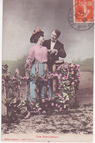 Couple amoureux-carte ancienne